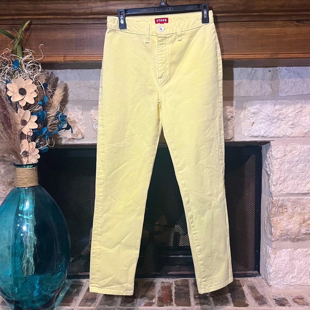 Staud High Rise Straight Leg Denim Jeans 26 Waist